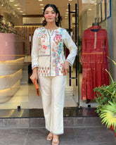 New launch
coord - set for summer  
Premium cotton 60*60  top with beautiful embroidery work
Paired up with premium cotton  pant with   embroidery work